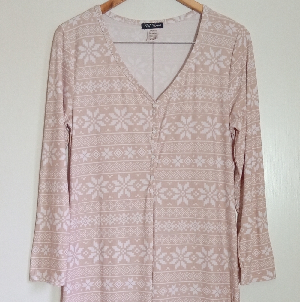 Not Tired snowflake women's lounge onesie with butt flap size XLarge